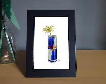 Yellow flower in red bull #009 - Framed 4x6" Print