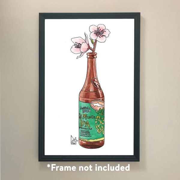 Fleur de pêcher du Delaware dans la bière IPA de 60 minutes de Dogfish Head # 108 - Impression artistique