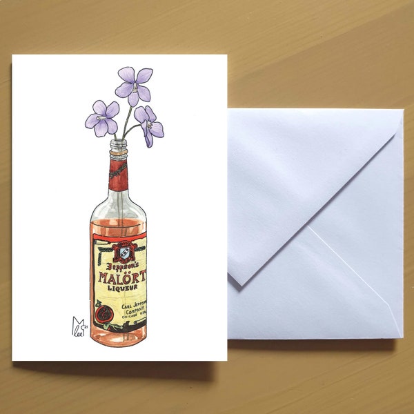 Illinois Violets in Malort #113 - Art Greeting card