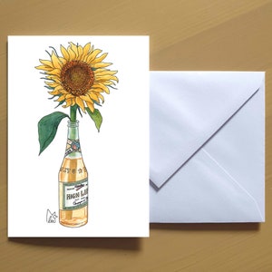 Sunflower in Miller High Life beer #046 - Art Greeting card