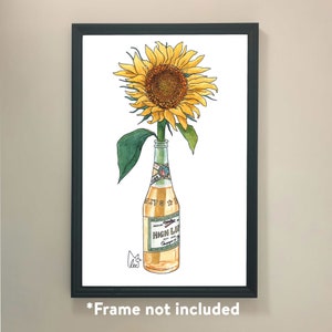 Sunflower in Miller High Life beer #046 - Art Print