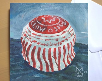 Tunnocks Teacake acrylic painting - Art Greeting card #3031