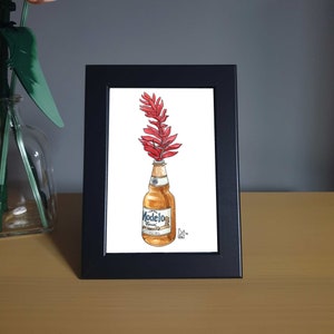 Teuila en cerveza Modelo #048 - Impresión enmarcada de 4x6&quot;