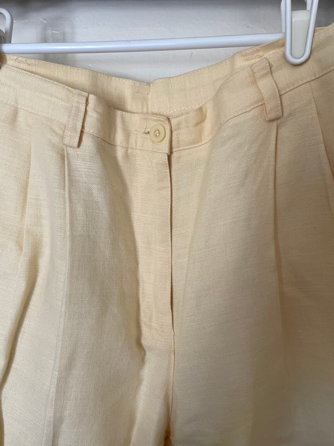 HighWaisted Butter Yellow Linen Pant Etsy