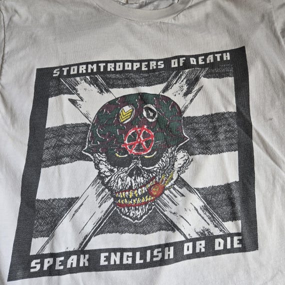 Vintage 1987 STORMTROOPERS of DEATH Speak English or Die SHIRT