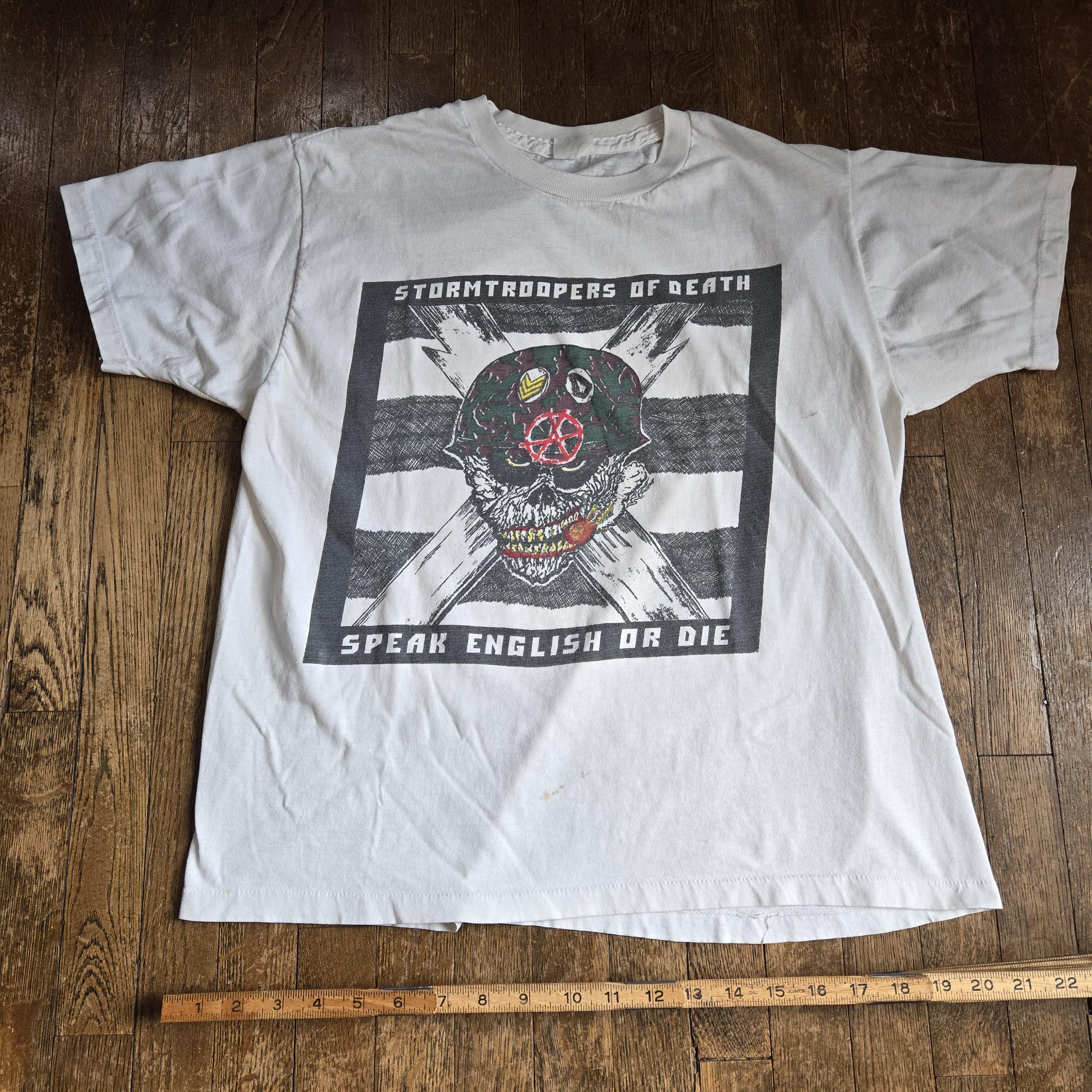 Vintage 1987 STORMTROOPERS of DEATH Speak English or Die SHIRT