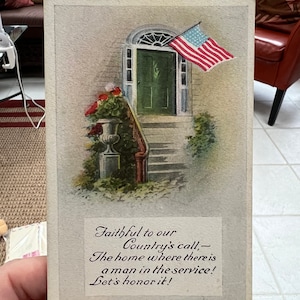 World War I Patriotic U. S. Faithful to Our Country&#39;s Call Son In Service with an American Flag Postcard