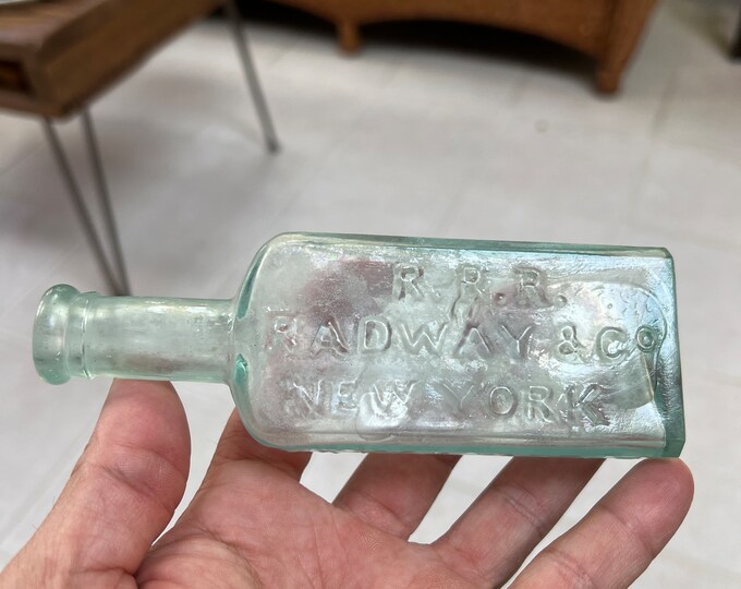 Antique Aqua Colored 1880's R. R. R. Radway & Co. New York Entd. Acord