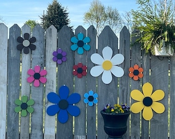 Poly Wall Flower, Fence Flower, Outdoor Decor, Fence Decor, Yard Art, Garden Shed Decor, Bright Colors (SET OF THREE)