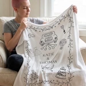 Wedding Gift Blanket for Couple Velveteen Plush | Newlywed Gift, Engagement Gift, Bridal Shower Gift, Personalized Wedding Blanket