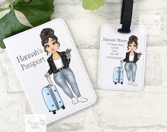 Personalised Passport and Luggage Travel suitcase Tag, Cute travel set