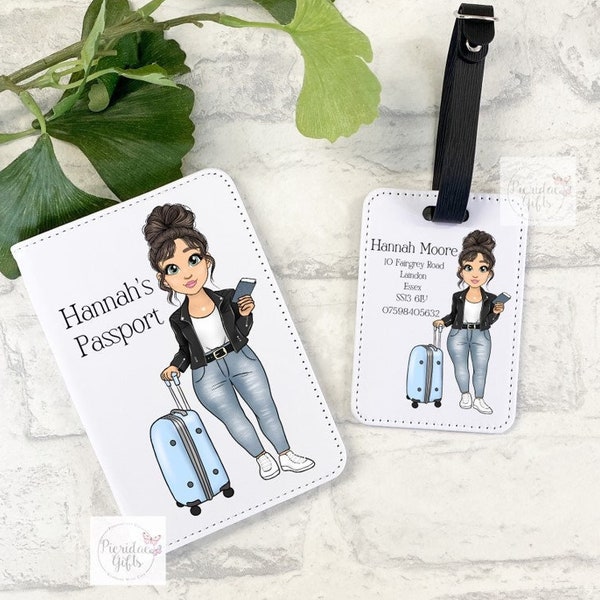 Personalised Passport and Luggage Travel suitcase Tag, Cute travel set
