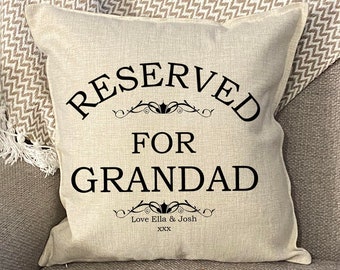 Personalised Reserved for Cushion (other titles available), Father's Day, Christmas, Sofa Cushion