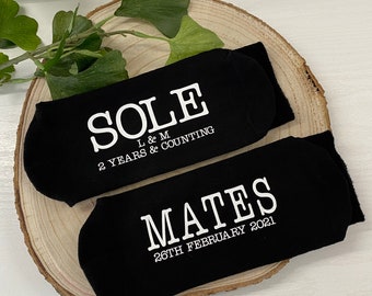 Sole Mates 2 Years and Counting, Wedding Socks, Anniversary Gift, Wedding Cotton Gift, Groom Gift