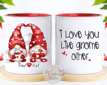 Personalised Valentines Gnome Mug