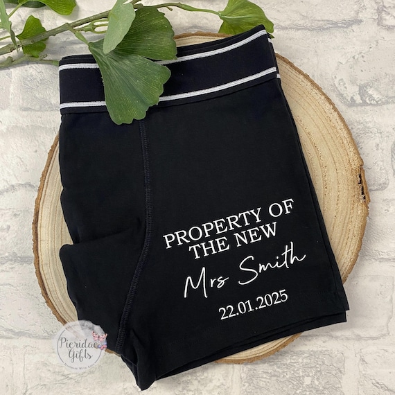 Personalised Groom Gift boxers, Property of the new Mrs Groom boxers, Wedding Boxers