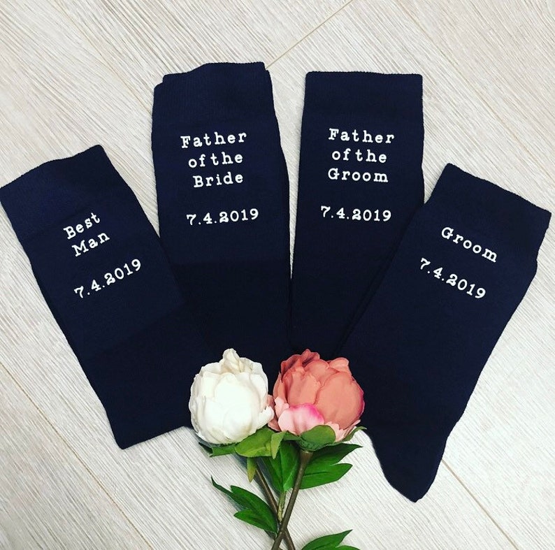 Grooms Party NAVY socks Personalised Wedding Socks Groom | Etsy