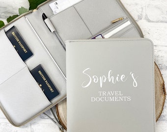 Personalised Travel Wallet Document Holder, luxury travel Passport Holder