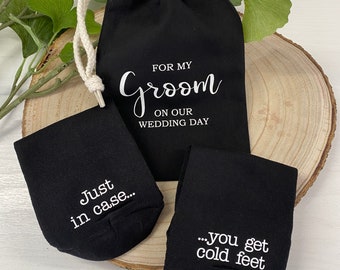 Groom Socks, Funny cold Feet Wedding Gift with Gift Bag