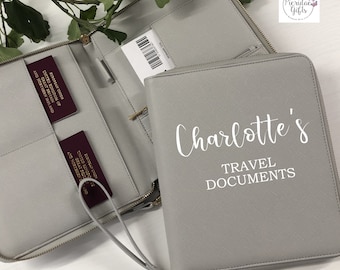 Personalised Travel Wallet Document Holder, luxury travel Passport Holder