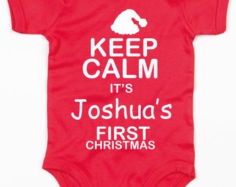 Keep Calm First Christmas Baby Vest