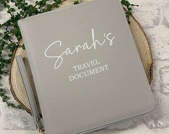 Personalised Travel Wallet Document Holder, luxury travel Passport Holder