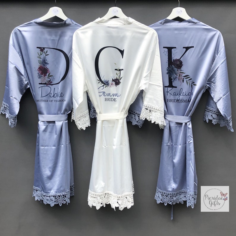 Wedding Dressing Gown Personalised Lace Satin Robe Wedding Etsy