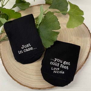 Personalised Just in case you get cold Feet Socks, BLACK socks, Wedding Socks, Groom Socks, Funny Wedding socks