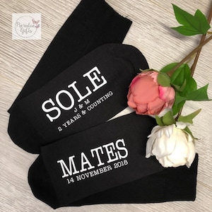 Sole Mates 2 Years and Counting, Wedding Socks, Anniversary Gift, Wedding Cotton Gift, Groom Gift image 2