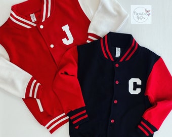 Personalised Kids Varsity Jacket, personalised initials and name