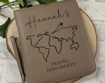 Personalised Travel Wallet Document Holder, luxury travel Passport Holder