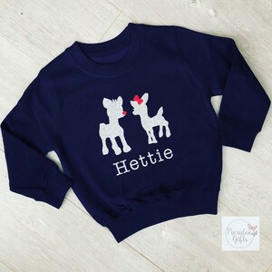 Personalised Kid&#39;s Christmas Reindeer Jumper / Christmas Sweater / Children&#39;s Christmas Jumper Day