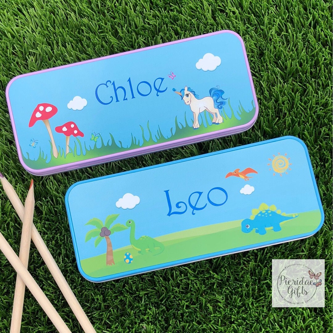 Personalised School Pencil Case / Metal Pencil Tin / School Pen Tin / Party Gift Favour