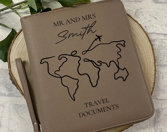 Personalised Travel Wallet Document Holder, luxury travel Passport Holder, Mr and Mrs