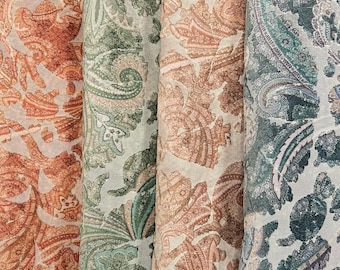 New Product - FLORIAN - Botanical Paisley Printed Cut Velvet Upholstery Fabric By The Yard