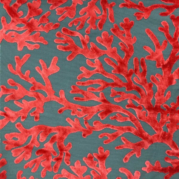 Tissu d’ameublement - plongée - Atomic - corail motif Burnout velours tissu rideaux et tissu d’ameublement par yard - disponible en 12 couleurs