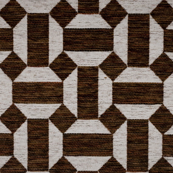 CLICK -  Chenille Jacquard Geometric Shapes Upholstery Fabric by The Yard, Top Fabric