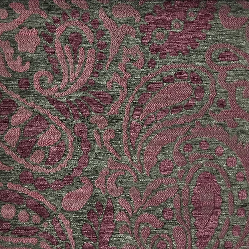 Sydney Upholstery Fabric Available in 8 Colors Amethyst Textured Chenille Modern Paisley Home Decor Upholstery Fabric by the Yard