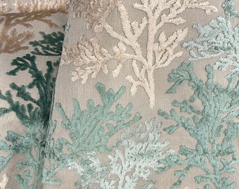 Barbados - Reef, Coral Pattern Cut Velvet Upholstery Fabric by the Yard -  Top Fabric
