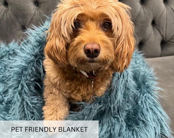 Brigitte - Long Pile Faux Throw Blanket -Perfect Holiday Gift -50" x 60"-The Perfect Soft and Cozy Blanket-Beautiful Gift Blanket-Top Fabric