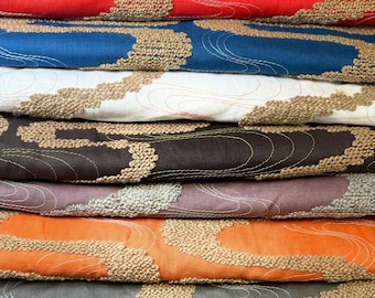 VICEROY  -  Embrodery Stone Washed Linen Upholstery Fabric by The Yard, Top Fabric