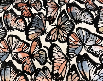FLUTTER - Butterfly Pattern Soft Cut Velvet Upholstery Fabric By The Yard
