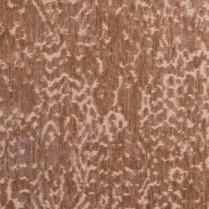 May include: A textile fabric featuring a textured surface with a repeating abstract pattern in shades of medium brown and light beige. The design consists of organic, interconnected shapes that create a mottled, layered appearance across the material.