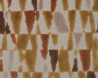 Mosaic - Inscription, Geometric Pattern Cut Velvet Upholstery Fabric By The Yard