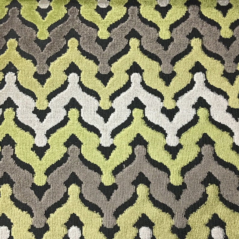 Grass Drapery /& Upholstery Fabric by the Yard Available in 8 Colors Lennon Chevron Cut Velvet Pillow Velvet Upholstery Fabric