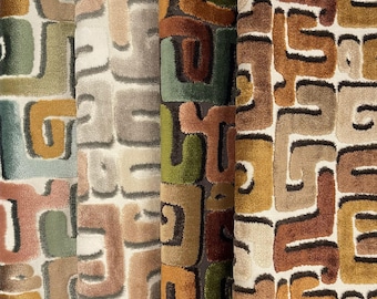 Deka - Geometric Cut Velvet Upholstery Fabric By The Yard
