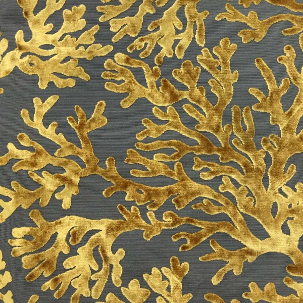 Sellerie tissu - Scuba - or - corail motif Burnout velours tissu rideaux et tissu d’ameublement par yard - disponible en 12 couleurs