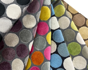 Buddha - Polka Dot Pattern Cut Velvet Upholstery Fabric By The Yard, Polka Dot Upholstery Fabric, Extra Heavy Weight Polka Dot Upholstery