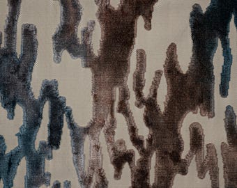 MONTEGO - Printed Rayon Cut Velvet Jacquard Design Upholstery Fabric by The Yard, Top Fabric