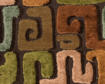 Deka - Geometric Cut Velvet Upholstery Fabric By The Yard
